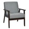 Grey Linen Accent Chair with Rubber Wood Frame and Ergonomic Design